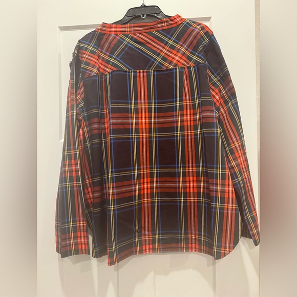 J. Crew Funnelneck shirt in Stewart tartan with jeweled buttons - Picture 4 of 7
